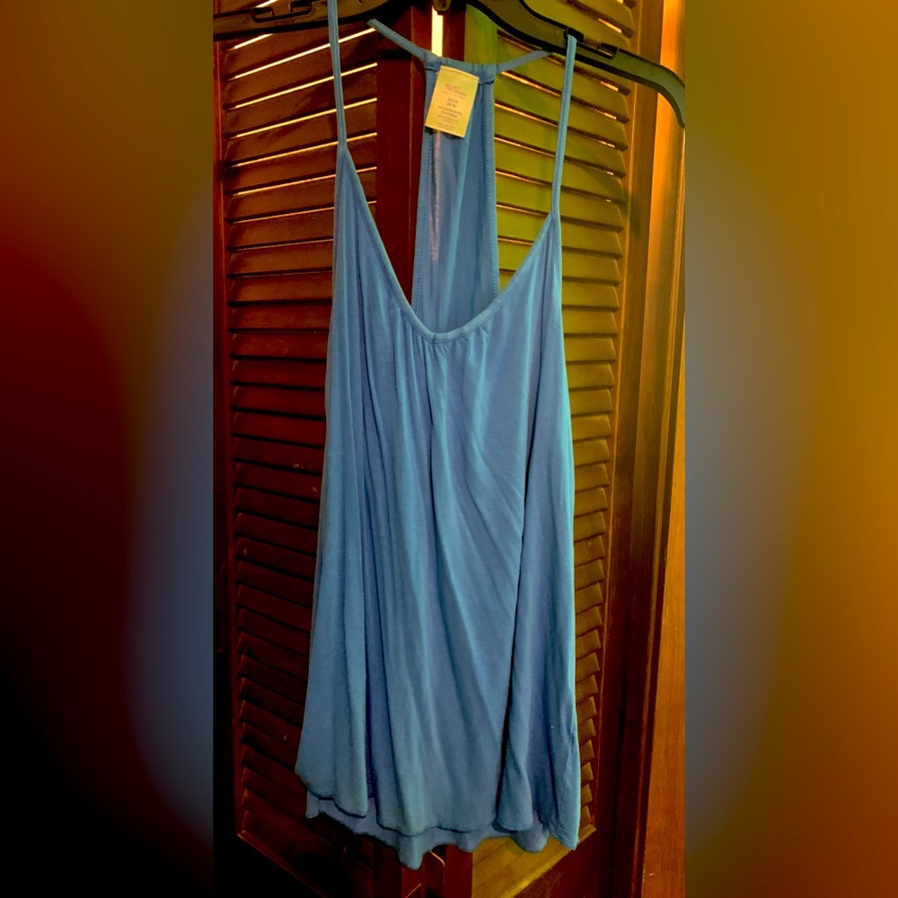 Women's NightWear Top w built in Shelf Bra Racerback Size Small (4-6) Blue
